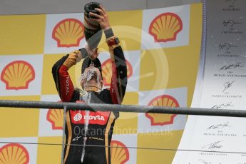 World © Octane Photographic Ltd. Lotus F1 Team E23 Hybrid – Romain Grosjean (3rd). Sunday 23rd August 2015, F1 Belgian GP Podium, Spa-Francorchamps, Belgium. Digital Ref: 1390LB1D2458
