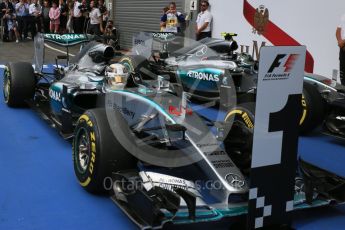 World © Octane Photographic Ltd. Mercedes AMG Petronas F1 W06 Hybrid – Lewis Hamilton. Sunday 23rd August 2015, F1 Belgian GP Parc Ferme, Spa-Francorchamps, Belgium. Digital Ref: 1390LB5D0077