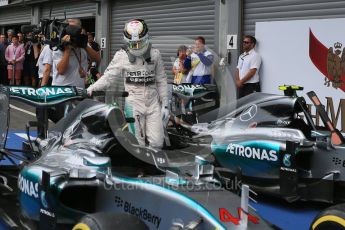 World © Octane Photographic Ltd. Mercedes AMG Petronas F1 W06 Hybrid – Lewis Hamilton. Sunday 23rd August 2015, F1 Belgian GP Parc Ferme, Spa-Francorchamps, Belgium. Digital Ref: 1390LB5D0127