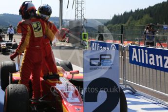 World © Octane Photographic Ltd. Sunday 23rd August 2015. Racing Engineering – Alexander Rossi and Jordan King. GP2 Race 2 Parc Ferme – Spa-Francorchamps, Belgium. Digital Ref. : 1386LB5D9825