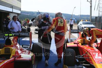 World © Octane Photographic Ltd. Sunday 23rd August 2015. Russian Time – Mitch Evans. GP2  and Racing Engineering – Alexander Rossi. GP2 Race 2 Parc Ferme – Spa-Francorchamps, Belgium. Digital Ref. : 1386LB5D9832