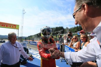 World © Octane Photographic Ltd. Sunday 23rd August 2015. Racing Engineering – Jordan King. GP2 Race 2 Parc Ferme – Spa-Francorchamps, Belgium. Digital Ref. : 1386LB5D9853