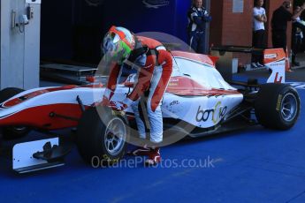 World © Octane Photographic Ltd. Sunday 23rd August 2015. ART Grand Prix – Alfonso Celis Jr. GP3 Race 2 Parc Ferme – Spa-Francorchamps, Belgium. Digital Ref. : 1385LB5D9712