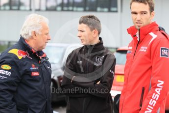 World © Octane Photographic Ltd. Donington Park, UK, Saturday 12th September 2015. Ross Matin (MSA driver) with Red Bull and Harry Tincknell from the Nissan LMP1 WEC squad. Digital Ref :