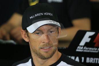 World © Octane Photographic Ltd. FIA Drivers’ Press Conference. Thursday 2nd July 2015, F1 British GP, Silverstone, UK. McLaren Honda - Jenson Button. Digital Ref: 1326LB1D2978