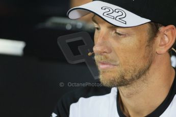 World © Octane Photographic Ltd. FIA Drivers’ Press Conference. Thursday 2nd July 2015, F1 British GP, Silverstone, UK. McLaren Honda - Jenson Button. Digital Ref: 1326LB1D3015