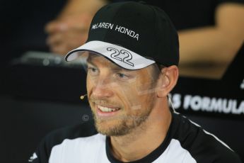 World © Octane Photographic Ltd. FIA Drivers’ Press Conference. Thursday 2nd July 2015, F1 British GP, Silverstone, UK. McLaren Honda - Jenson Button. Digital Ref: 1326LB1D3044