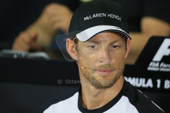 World © Octane Photographic Ltd. FIA Drivers’ Press Conference. Thursday 2nd July 2015, F1 British GP, Silverstone, UK. McLaren Honda - Jenson Button. Digital Ref: 1326LB1D3099