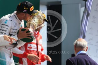 World © Octane Photographic Ltd. Mercedes AMG Petronas F1 W06 Hybrid – Lewis Hamilton. Sunday 5th July 2015, F1 British GP Podium, Silverstone, UK. Digital Ref: 1342LB1D6811