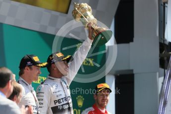 World © Octane Photographic Ltd. Mercedes AMG Petronas F1 W06 Hybrid – Lewis Hamilton. Sunday 5th July 2015, F1 British GP Podium, Silverstone, UK. Digital Ref: 1342LB1D6836