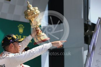 World © Octane Photographic Ltd. Mercedes AMG Petronas F1 W06 Hybrid – Lewis Hamilton. Sunday 5th July 2015, F1 British GP Podium, Silverstone, UK. Digital Ref: 1342LB1D7087