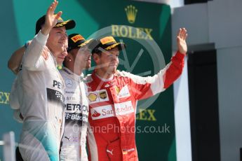 World © Octane Photographic Ltd. Scuderia Ferrari SF15-T– Sebastian Vettel. Sunday 5th July 2015, F1 British GP Podium, Silverstone, UK. Digital Ref: 1342LB1D7105