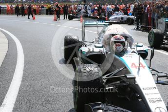 World © Octane Photographic Ltd. Mercedes AMG Petronas F1 W06 Hybrid – Lewis Hamilton. Sunday 5th July 2015, F1 British GP Parc Ferme, Silverstone, UK. Digital Ref: 1342LB5D0109