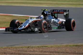 World © Octane Photographic Ltd. Sahara Force India VJM08B – Sergio Perez. Friday 3rd July 2015, F1 British GP Practice 1, Silverstone, UK. Digital Ref: 1327LB1D3443