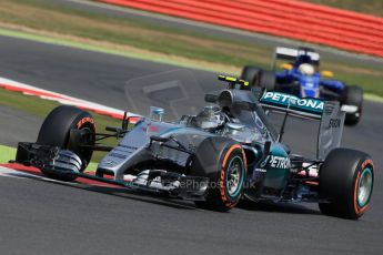 World © Octane Photographic Ltd. Mercedes AMG Petronas F1 W06 Hybrid – Nico Rosberg and Sauber F1 Team C34-Ferrari – Marcus Ericsson. Friday 3rd July 2015, F1 Practice 2, Silverstone, UK. Digital Ref: 1328LB1D4182