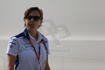 World © Octane Photographic Ltd. Williams Martini Racing FW37 - Claire Williams. Saturday 4th July 2015, F1 British GP Practice 3, Silverstone, UK. Digital Ref: 1334LB1D4741