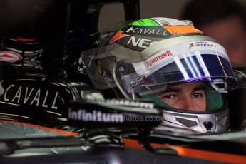 World © Octane Photographic Ltd. Sahara Force India VJM08 – Sergio Perez. Saturday 4th July 2015, F1 British GP Practice 3, Silverstone, UK. Digital Ref: 1334LB1D4948