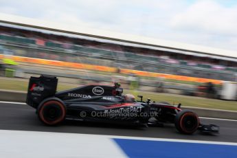 World © Octane Photographic Ltd. McLaren Honda MP4/30 - Jenson Button. Saturday 4th July 2015, F1 British GP Practice 3, Silverstone, UK. Digital Ref: 1334LB5D9382