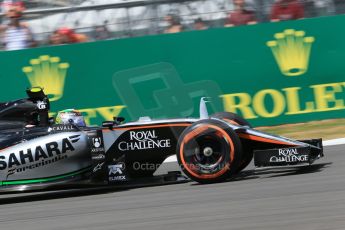 World © Octane Photographic Ltd. Sahara Force India VJM08 – Sergio Perez. Saturday 4th July 2015, F1 British GP Qualifying, Silverstone, UK. Digital Ref: 1335LB1D5308