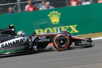 World © Octane Photographic Ltd. Sahara Force India VJM08 – Sergio Perez. Saturday 4th July 2015, F1 British GP Qualifying, Silverstone, UK. Digital Ref: 1335LB1D5309