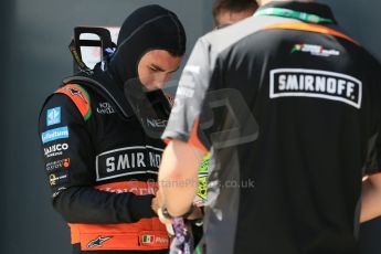 World © Octane Photographic Ltd. Sahara Force India VJM08 – Sergio Perez. Saturday 4th July 2015, F1 British GP Qualifying, Silverstone, UK. Digital Ref: 1335LB1D5553
