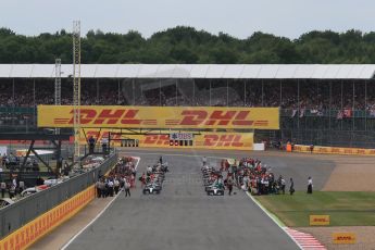 World © Octane Photographic Ltd. The F1 Grid lead by Mercedes AMG Petronas F1 W06 Hybrid – Lewis Hamilton. Sunday 5th July 2015, F1 British GP Race, Silverstone, UK. Digital Ref: 1341LB1D6338