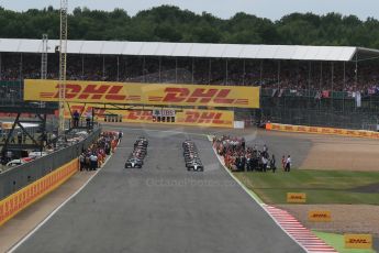 World © Octane Photographic Ltd. The F1 Grid lead by Mercedes AMG Petronas F1 W06 Hybrid – Lewis Hamilton. Sunday 5th July 2015, F1 British GP Race, Silverstone, UK. Digital Ref: 1341LB1D6345