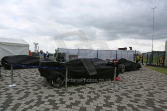 World © Octane Photographic Ltd. The DNFs of Silverstone GP, including Lotus F1 Team E23 Hybrid – Romain Grosjean car parked up in the F1 paddock. Sunday 5th July 2015, F1 British GP Race, Silverstone, UK. Digital Ref: 1341LB5D9980