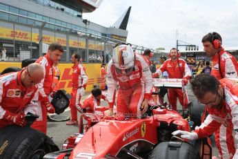 World © Octane Photographic Ltd. Scuderia Ferrari SF15-T– Sebastian Vettel. Sunday 5th July 2015, F1 British GP Race - Grid, Silverstone, UK. Digital Ref: 1340LB5D9830