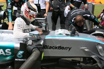 World © Octane Photographic Ltd. Mercedes AMG Petronas F1 W06 Hybrid – Lewis Hamilton. Sunday 5th July 2015, F1 British GP Race - Grid, Silverstone, UK. Digital Ref: 1340LB5D9901