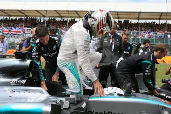 World © Octane Photographic Ltd. Mercedes AMG Petronas F1 W06 Hybrid – Lewis Hamilton. Sunday 5th July 2015, F1 British GP Race - Grid, Silverstone, UK. Digital Ref: 1340LB5D9906