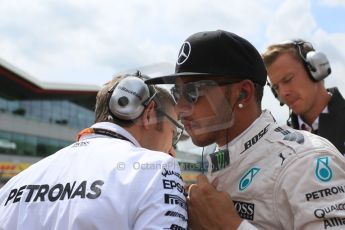 World © Octane Photographic Ltd. Mercedes AMG Petronas F1 W06 Hybrid – Lewis Hamilton. Sunday 5th July 2015, F1 British GP Race - Grid, Silverstone, UK. Digital Ref: 1340LB5D9917