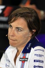 World © Octane Photographic Ltd. FIA Team Personnel Press Conference. Friday 3rd July 2015, F1 British GP, Silverstone, UK. Williams Martini Racing Deputy Team Principal – Claire Williams. Digital Ref: 1332LB1D4611