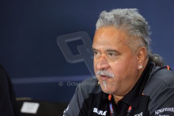 World © Octane Photographic Ltd. FIA Team Personnel Press Conference. Friday 3rd July 2015, F1 British GP, Silverstone, UK. Sahara Force India Team Boss – Vijay Mallya. Digital Ref: 1332LB1D4629