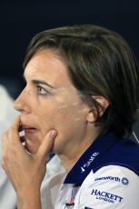 World © Octane Photographic Ltd. FIA Team Personnel Press Conference. Friday 3rd July 2015, F1 British GP, Silverstone, UK. Williams Martini Racing Deputy Team Principal – Claire Williams. Digital Ref: 1332LB1D4662