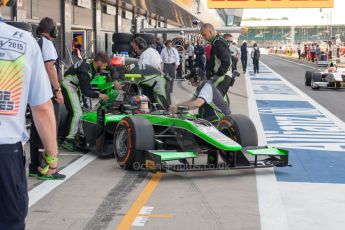 World © Octane Photographic Ltd. Friday 3rd July 2015. Status Grand Prix – Richie Stanaway. GP2 Practice – Silverstone, UK. Digital Ref. : 1329JM1D3900