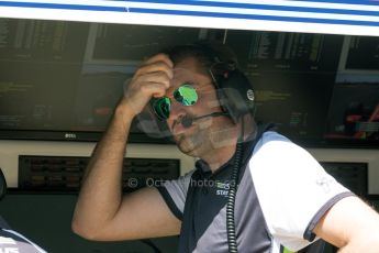 World © Octane Photographic Ltd. Friday 3rd July 2015. Status Grand Prix – Pit Wall. GP2 Practice – Silverstone, UK. Digital Ref. : 1329JM1D3916