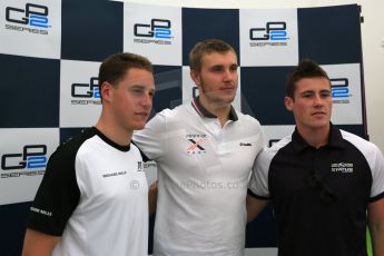 World © Octane Photographic Ltd. Friday 3rd July 2015. Rapax – Sergey Sirotkin (Pole), ART Grand Prix – Stoffel Vandoorne (2nd) and Status Grand Prix – Richie Stanaway (3rd). GP2 Qualifying Press Conference – Silverstone, UK. Digital Ref. : 1330lb5d9331