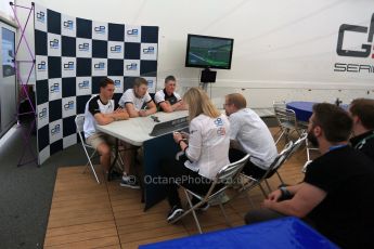 World © Octane Photographic Ltd. Friday 3rd July 2015. Rapax – Sergey Sirotkin (Pole), ART Grand Prix – Stoffel Vandoorne (2nd) and Status Grand Prix – Richie Stanaway (3rd). GP2 Qualifying Press Conference – Silverstone, UK. Digital Ref. : 1330lb5d9333