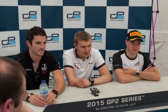 World © Octane Photographic Ltd. Saturday 4th July 2015. Rapax – Sergey Sirotkin, Racing Engineering – Alexander Rossi and ART Grand Prix – Stoffel Vandoorne. GP2 Feature Race – Silverstone, UK. Digital Ref. : 1336JM1D4146