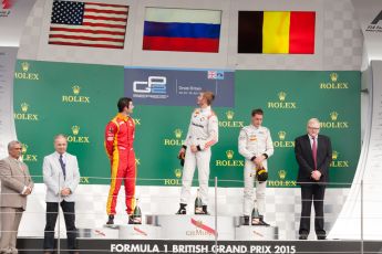 World © Octane Photographic Ltd. Saturday 4th July 2015. Rapax – Sergey Sirotkin, Racing Engineering – Alexander Rossi and ART Grand Prix – Stoffel Vandoorne. GP2 Feature Race – Silverstone, UK. Digital Ref. : 1336JM1D4909