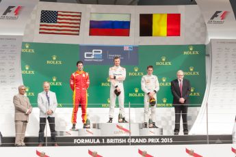 World © Octane Photographic Ltd. Saturday 4th July 2015. Rapax – Sergey Sirotkin, Racing Engineering – Alexander Rossi and ART Grand Prix – Stoffel Vandoorne. GP2 Feature Race – Silverstone, UK. Digital Ref. : 1336JM1D4915