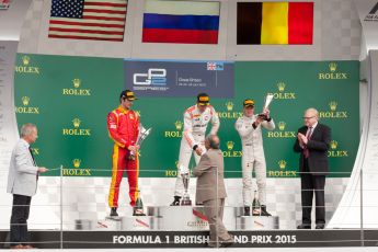 World © Octane Photographic Ltd. Saturday 4th July 2015. Rapax – Sergey Sirotkin, Racing Engineering – Alexander Rossi and ART Grand Prix – Stoffel Vandoorne. GP2 Feature Race – Silverstone, UK. Digital Ref. : 1336JM1D4931