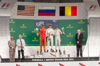 World © Octane Photographic Ltd. Saturday 4th July 2015. Rapax – Sergey Sirotkin, Racing Engineering – Alexander Rossi and ART Grand Prix – Stoffel Vandoorne. GP2 Feature Race – Silverstone, UK. Digital Ref. : 1336JM1D4937