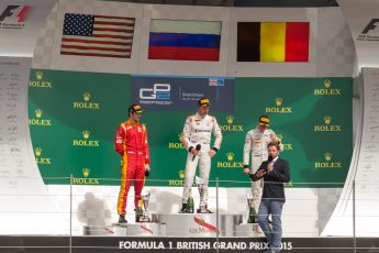 World © Octane Photographic Ltd. Saturday 4th July 2015. Rapax – Sergey Sirotkin, Racing Engineering – Alexander Rossi and ART Grand Prix – Stoffel Vandoorne. GP2 Feature Race – Silverstone, UK. Digital Ref. : 1336JM1D4950