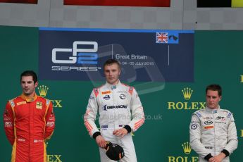 World © Octane Photographic Ltd. Saturday 4th July 2015. Rapax – Sergey Sirotkin, Racing Engineering – Alexander Rossi and ART Grand Prix – Stoffel Vandoorne. GP2 Feature Race – Silverstone, UK. Digital Ref. : 1336LB1D5747