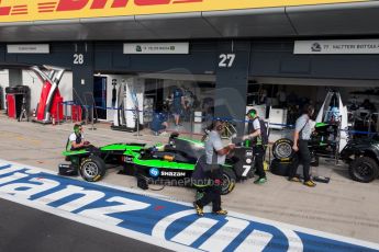 World © Octane Photographic Ltd. Thursday 2nd July 2015. Status Grand Prix – Seb Morris. GP3 Paddock – Silverstone, UK. Digital Ref. : 1331JM1D3844