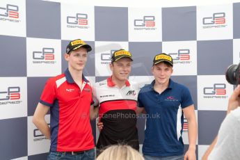 World © Octane Photographic Ltd. Saturday 4th July 2015. ART Grand Prix – Marvin Kirchhofer (1st), Arden International – Emil Bernstorff (2nd) and Koiranen GP – Matthew Parry (3rd). GP3 Race 1 – Silverstone, UK. Digital Ref. : 1337JM1D4173