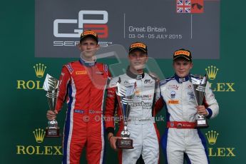 World © Octane Photographic Ltd. Saturday 4th July 2015. ART Grand Prix – Marvin Kirchhofer, Arden International – Emil Bernstorff. and Koiranen GP – Matthew Parry. GP3 Race 1 – Silverstone, UK. Digital Ref. : 1337LB1D5940