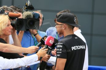 World © Octane Photographic Ltd. Mercedes AMG Petronas F1 W06 Hybrid – Lewis Hamilton. Thursday 2nd July 2015, F1 British GP Paddock, 
Silverstone, UK. Digital Ref: 1324LB5D8577